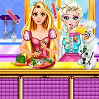 Frozen Elsa and Rapunzel Cooking